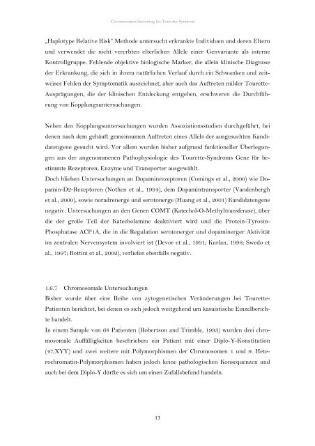 Chromosomen-Screening bei Tourette-Syndrom (pdf) Dissertation ...