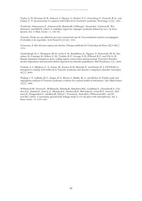 Chromosomen-Screening bei Tourette-Syndrom (pdf) Dissertation ...