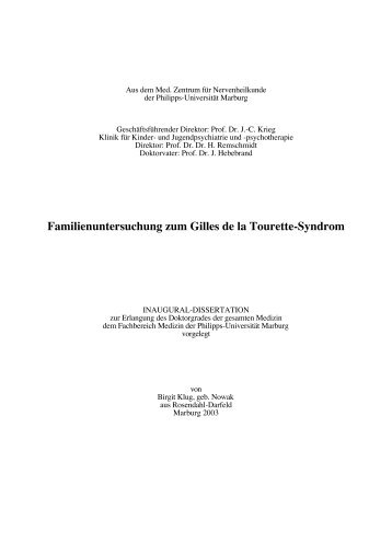 Familienuntersuchung zum Gilles de la Tourette-Syndrom (pdf)