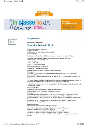 Programma Venerdì 4 Febbraio 2011