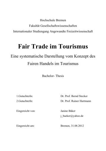 Fair Trade im Tourismus - Tourism Watch