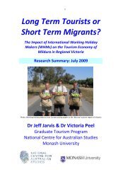 Long Term Tourists or Short Term Migrants? - Tourism Victoria