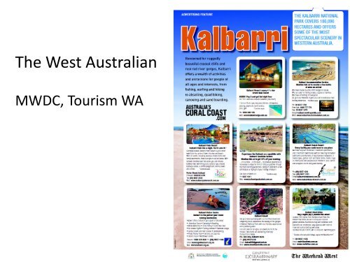 Regional Visit Program 2013 - Kalbarri - ACC - Tourism Western ...