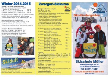Kindergartenskikurse Skischule Müller Winter 2015