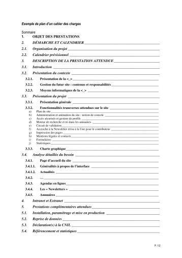 Exemple de plan d'un cahier des charges Sommaire ... - Tourisme 64