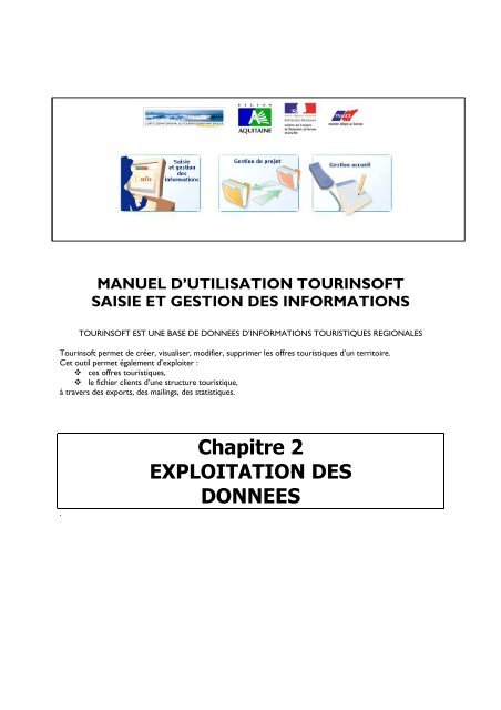 Manuel d'utilisation Tourinsoft-Chap 2 - Tourisme 64