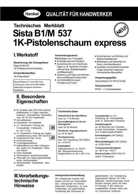 Sista B1/M 537 1K-Pistolenschaum express