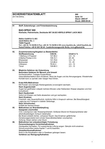 SICHERHEITSDATENBLATT - HÃ¤fele