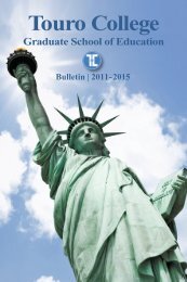 Graduate School of Education Bulletin 2011 - 2015 - Touro College