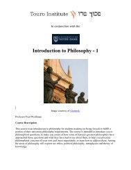 Introduction to Philosophy - 1 - Touro Institute
