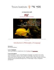 Introduction to Philosophy of Language - Touro Institute