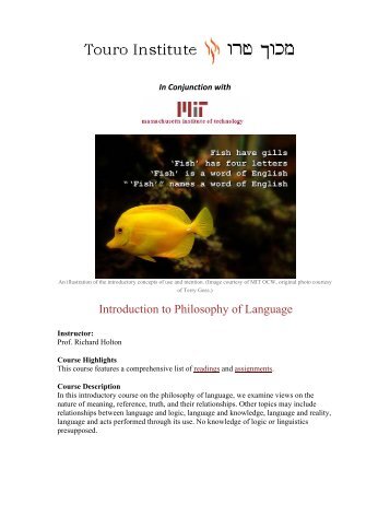 Introduction to Philosophy of Language - Touro Institute