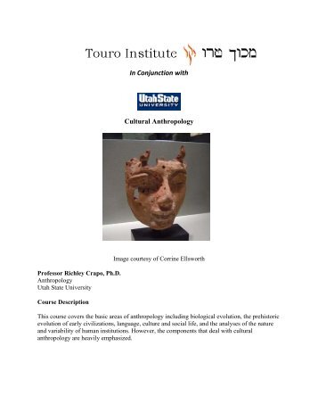 In Conjunction with Cultural Anthropology - Touro Institute