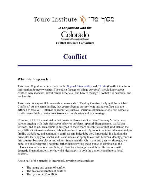 Conflict - Touro Institute