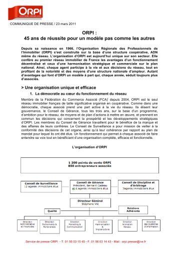 ORPI : 45 ans de réussite pour un modèle pas ... - Toute la franchise