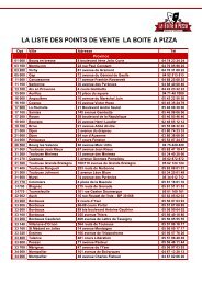 la liste des points de vente la boite a pizza - Franchise Commerce