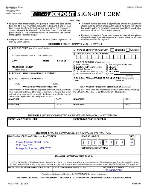 SIGN-UP FORM - Tower Federal Credit Union