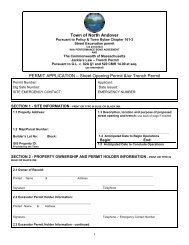 Street Opening Permit &/or Trench Permit - Town of North Andover