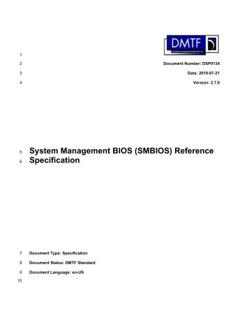 System Management BIOS (SMBIOS) Reference Specification - DMTF