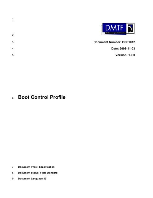 Boot Control Profile - DMTF