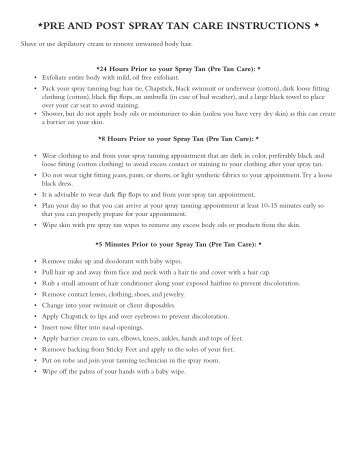 pre and post spray tan care instructions - Blue Dragonfly Hair Studio
