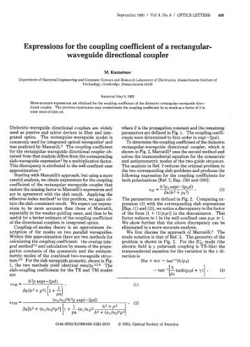 Expressions for the coupling coefficient of a rectangular- waveguide ...