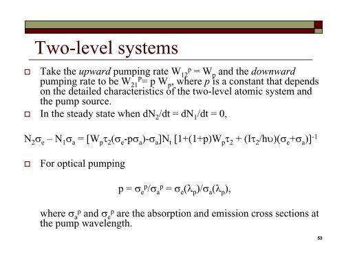 Lecture 8: Laser amplifiers