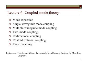 Lecture 6: Coupled-mode theory