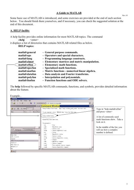 A Guide to MATLAB Some basic use of MATLAB is introduced, and ...