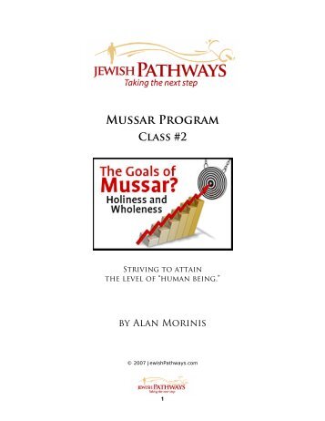 MUSSAR PROGRAM ClASS #2 - JewishPathways.com