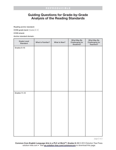 Guiding Questions for Grade-by-Grade Analysis of the Reading ...