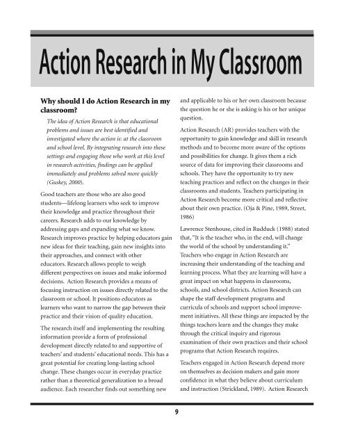 A Practical Guide to Action Research for Literacy Educators