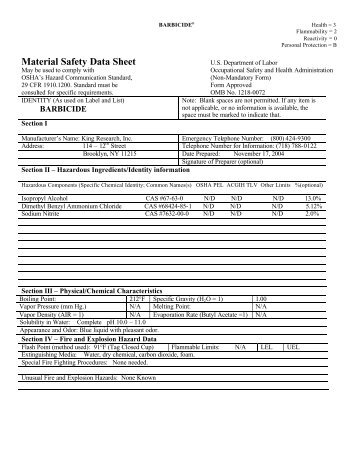 Material Safety Data Sheet - Cache Beauty Supply, Inc.