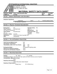 Sensitive Wax MSDS Sheet