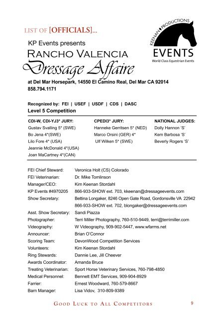 The Rancho Valencia Dressage Affaire : Official 2012 Show Program