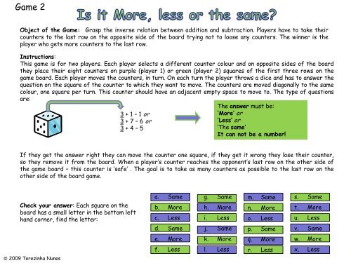 Board Game Is It More Less Or The Same Version 1 Inversion