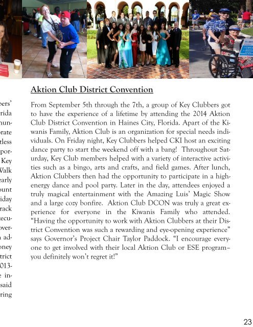 Florida Key Club's Sunshine Source Vol X No 4 Oct-Nov 2014