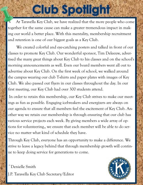 Florida Key Club's Sunshine Source Vol X No 4 Oct-Nov 2014