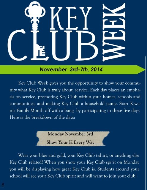 Florida Key Club's Sunshine Source Vol X No 4 Oct-Nov 2014