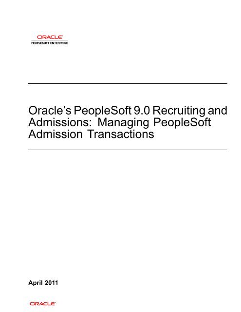 Managing PeopleSoft Admission Transactions - Lee College