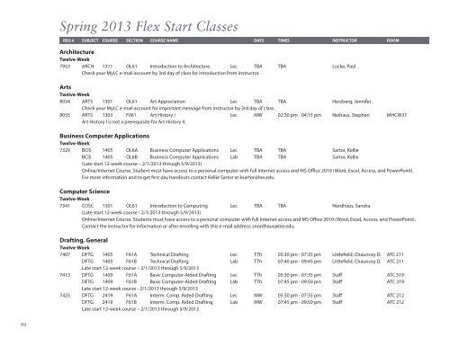 Spring 2013 Schedule of Classes - Lee College