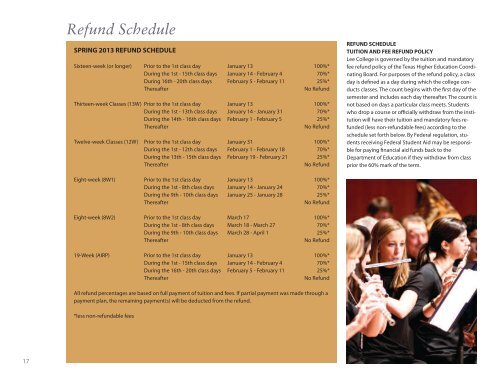 Spring 2013 Schedule of Classes - Lee College