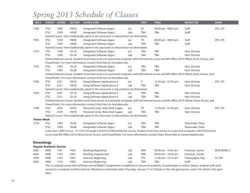 Spring 2013 Schedule of Classes - Lee College