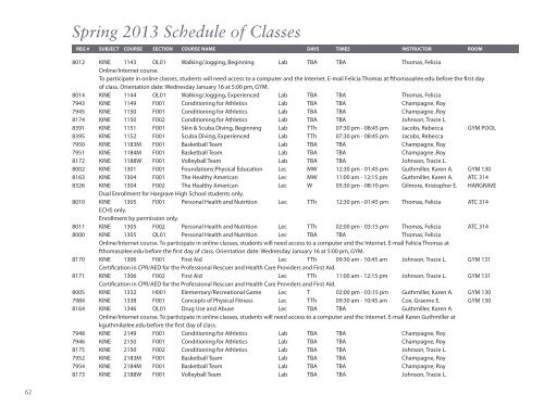 Spring 2013 Schedule of Classes - Lee College