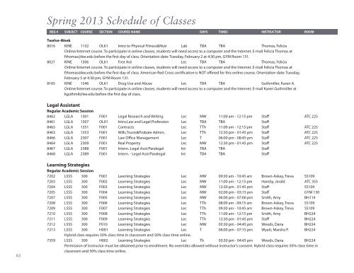 Spring 2013 Schedule of Classes - Lee College