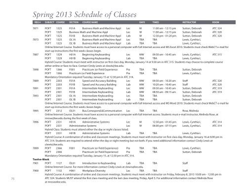 Spring 2013 Schedule of Classes - Lee College