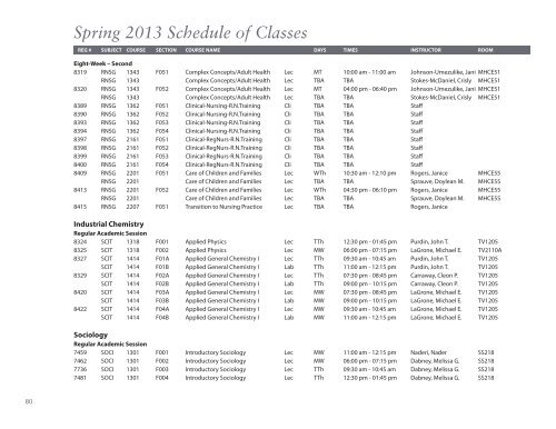 Spring 2013 Schedule of Classes - Lee College