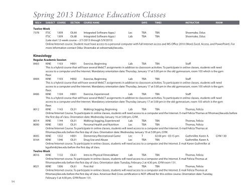 Spring 2013 Schedule of Classes - Lee College