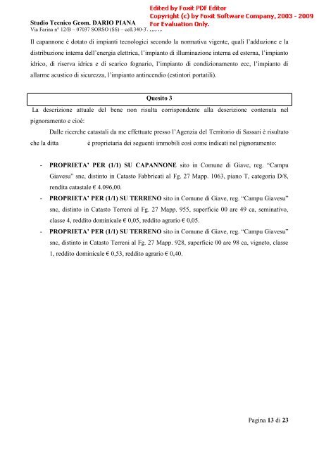 Geom. Dario Piana - IVG Sassari