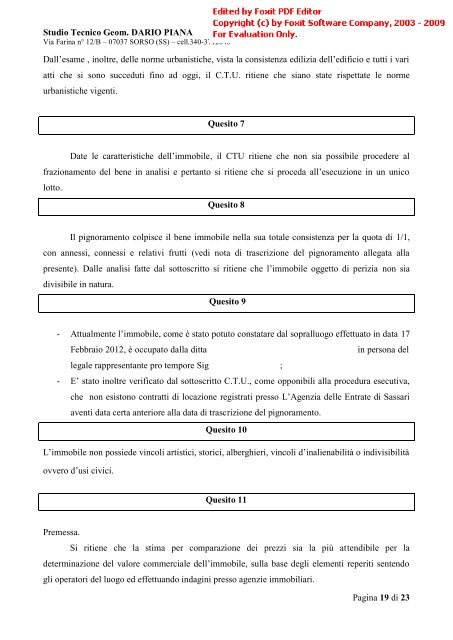 Geom. Dario Piana - IVG Sassari